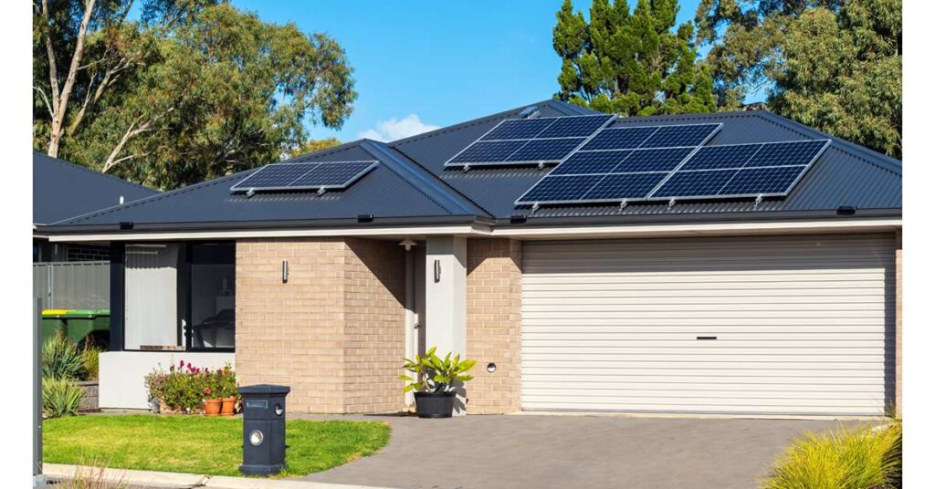 home with solar panels on the roof